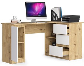 Masă PC de colț Bevin (Stejar artisan + Alb) (D). 1070971