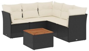 3255965 vidaXL Set mobilier de grădină cu perne, 6 piese, negru, poliratan