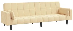337522 vidaXL Canapea extensibilă cu 2 locuri, 2 perne, crem, catifea