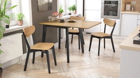 MAZZONI EXPORT ROXY Stejar natural/cadru negru - SCAUN DE LEMN PENTRU SALON SUFRAGERIE BUCĂTĂRIE RETRO