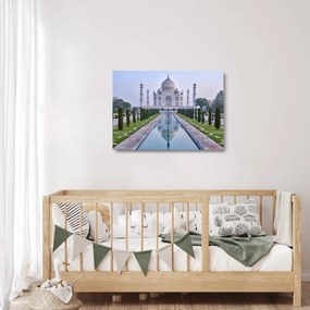 Tablou pe sticlă - Taj Mahal în răsăsrit de soare (70x50 cm)