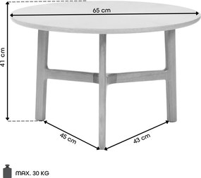 MAZZONI EXPORT BELLUNO Frasin Natural - MĂSUȚĂ DE CAFEA DIN LEMN Ø65 cm ROTUNDĂ MODERN CLASSIC