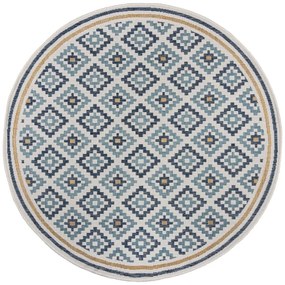 Covor pentru exterior și interior galben/albastru rotund ø 160 cm Zia Trellis – Flair Rugs