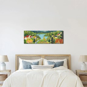 Tablou - Sat în Munți (cu ceas) (90x30 cm)
