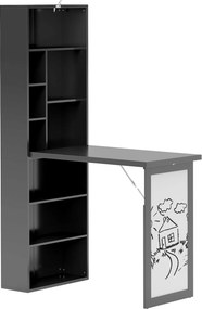 HOMCOM Birou Modern Pliabil cu Bibliotecă și Tablă, din Lemn și Metal, 98x51x153 cm, Negru | Aosom Romania