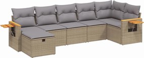 vidaXL Set canapele de grădină, 7 piese, cu perne, bej, poliratan