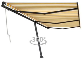 vidaXL Copertină autonomă retractabilă automat galben &amp; alb 600x350 cm