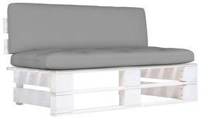 Canapea de mijloc de gradina din paleti, alb, lemn pin tratat Gri, canapea de mijloc, Alb, 1
