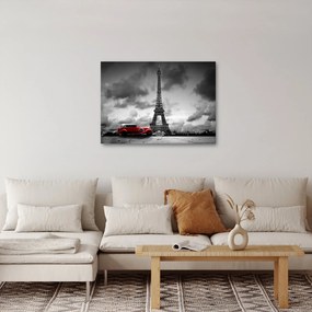 Tablou - Turnul Eiffel și mașina roșie (70x50 cm)