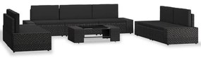 vidaXL Set mobilier de grădină, 8 piese, negru, poliratan