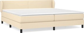 vidaXL Pat box spring cu saltea, crem, 200x200 cm, textil