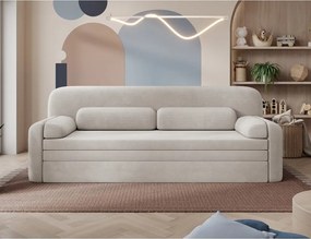 Canapea bej extensibilă/cu spațiu de depozitare cu tapițerie din catifea reiată 236 cm Elioss – ELTAP