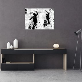 Tablou pe sticlă - Artă stradală - zarvă (70x50 cm)