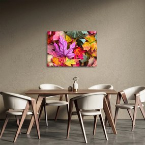 Tablou pe sticlă - frunze de toamnă (70x50 cm)