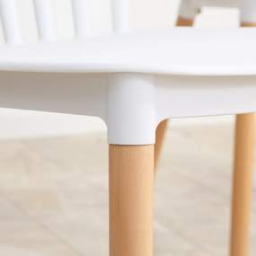 HOMCOM Set de 4 scaune de stil scandinav, spătar înalt, șezut din polipropilenă, picioare din fag 48 x 52,5 x 83 cm alb | Aosom Romania