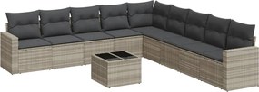 vidaXL Set canapele de grădină cu perne 10 piese gri deschis poliratan