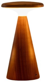 Veioză în culoare naturală închisă LED cu abajur din lemn (înălțime 14 cm) Sylva – Gingko