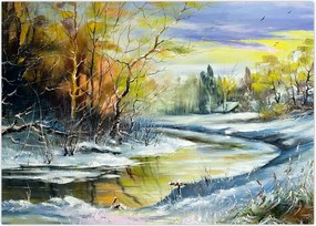 Tablou - Râu de iarnă, pictură în ulei (70x50 cm)