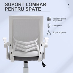 Vinsetto Scaun de Birou Ergonomic cu Suport Lombar din Țesătură, Gri | Aosom Romania