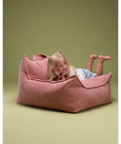 Fotoliu puf pentru copii roz cu tapițerie din catifea reiată Chair – Wigiwama