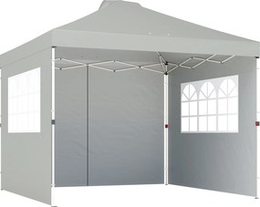 Outsunny Pavilion 3x3 m impermeabil reglabil pe înălțime pop-up pliant cu 3 pereți laterali ferestre ventilație, UV 50+ Gri deschis | Aosom Romania