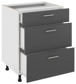 Corp Baza Karo, 3 Sertare, Antracit/Alb, 60 x 50 x 80 cm