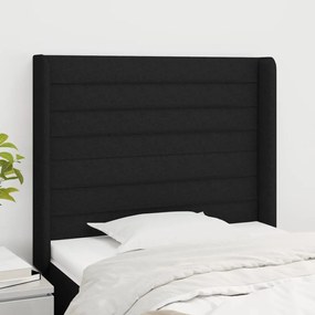3119712 vidaXL Tăblie de pat cu aripioare, negru, 103x16x118/128 cm, textil