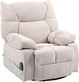 HOMCOM Fotoliu Reclinabil 145° cu Masaj și Încălzire cu 5 Programe și 8 Puncte Vibrante, Buzunare de Depozitare, Bej | Aosom Romania