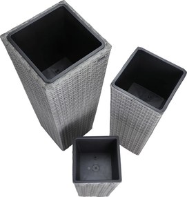 Set 3 x Ghiveci gradina Poliratan Gri
