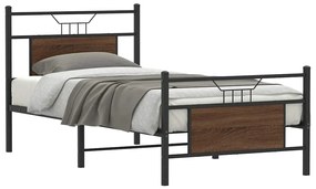 vidaXL Cadru pat fără saltea stejar maro, 90x200 cm, lemn prelucrat