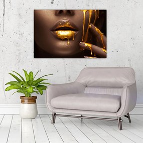 Tablou - Femeie cu buze aurii (90x60 cm)