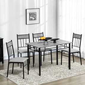 HOMCOM Set 5 Piese Masa Dreptunghiulară Metal MDF 4 Scaune Design Modern pentru Dining | Aosom Romania