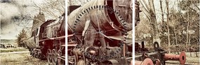 Tablou cu locomotivă istorică (cu ceas) (90x30 cm)