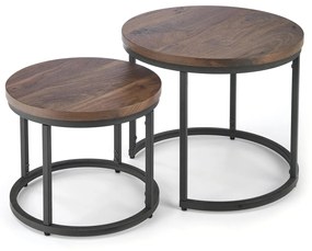 Set 2 mese de cafea Oreo nuc/negru – d43-53 x h35-45 cm
