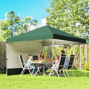 Outsunny Carpa Plegable Pop-up 3x3 m con Pared Lateral UPF50+ Altura Ajustable Empuje Central Bolsa de Transporte Verde | Aosom Romania