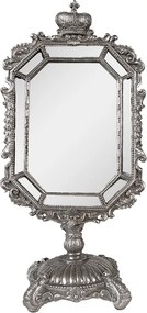 Oglinda de masa, argintie, cu aspect vintage, 15x10x31 cm, Silver