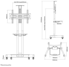 Stand podea mobil/fix NM 32"-75" 50kg ng | Produs de Calitate Superioară