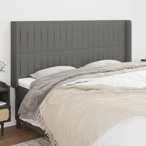 vidaXL Tăblie de pat cu aripioare gri închis 203x16x118/128 cm textil