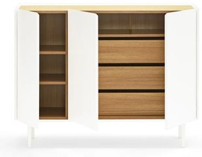 Comodă albă joasă cu aspect de lemn de stejar 110x85 cm Arista – Teulat