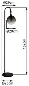 Lampadar design modern DALTON negru/fumuriu