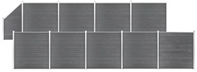 vidaXL Set panouri gard, 9 pătrate + 1 oblic, gri, 1657x186 cm, WPC