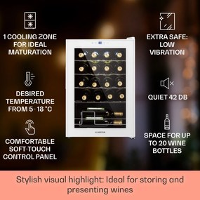 Shiraz 20 Uno răcitor de vinuri 53 litri 20 sticle Panou de control tactil 5-18 °C