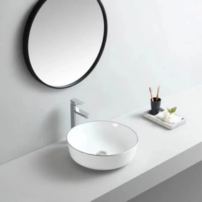 Lavoar pe blat Inter Ceramic Art rotund alb-argintiu lucios 41.5 cm