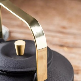 Ceainic din fonta cu infuzor Kinghoff KH 1935, 1 l, Interior emailat, Inductie, Negru