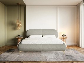 Pat matrimonial 140 cm Octave 140B (cu somieră) (gri + auriu). 1100011