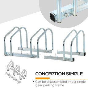 HOMCOM Suport Parcare pentru Biciclete, Design Durabil din Oțel, 76x33x27cm, Argintiu | Aosom Romania