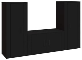 3188751 vidaXL Set dulapuri TV, 3 piese, negru, lemn prelucrat