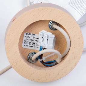 Lustră suspendată pe cablu WOODSTOCK 2xE27/15W/230V lemn/crem