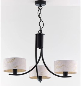Jupiter 2103 - Lustru cu lanț ARTHUR 3xE27/15W/230V alb/negru/decor marmorat
