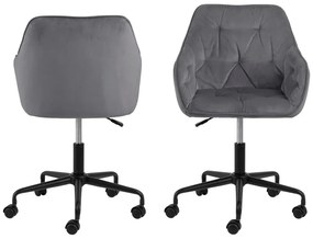 Scaun de birou cu suprafață de catifea Actona Brooke, gri
